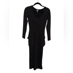 YELLOW CABBAGE Maxi Faded Black Dress with Pockets, Large